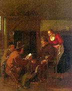 Ludolf de Jongh Messenger Reading to a Group in a Tavern oil painting on canvas